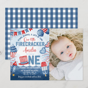 Little Firecracker 4. Juli 1. Geburtstag Party Einladung