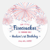 Little Firecracker 4. Juli 1. Geburtstag Runder Aufkleber (Vorderseite)