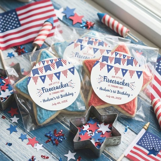 Little Firecracker 4. Juli 1. Geburtstag Runder Aufkleber