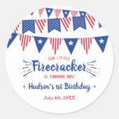 Little Firecracker 4. Juli 1. Geburtstag Runder Aufkleber (Vorderseite)