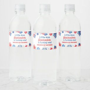 Little Firecracker 4. Juli 1. Geburtstag Wasserflaschenetikett