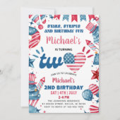 Little Firecracker 4. Juli 2. Geburtstag Party Einladung (Vorderseite)