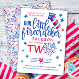 Little Firecracker 4. Juli 2. Geburtstag Party Einladung