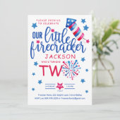 Little Firecracker 4. Juli 2. Geburtstag Party Einladung (Stehend Vorderseite)