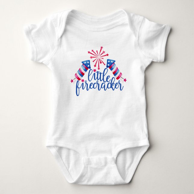 Little Firecracker 4. Juli Baby Bodysuit Strampler (Vorderseite)