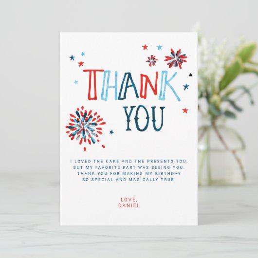 Little Firecracker 4. Juli Dankeschön Karte (Stehend Vorderseite)