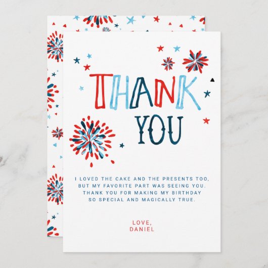 Little Firecracker 4. Juli Dankeschön Karte (Vorne/Hinten)