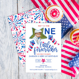 Little Firecracker 4. Juli Erster Geburtstag Einladung