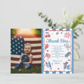 Little Firecracker 4. Juli Geburtstag Dankeskarte (Stehend Vorderseite)