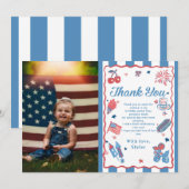 Little Firecracker 4. Juli Geburtstag Dankeskarte (Vorne/Hinten)