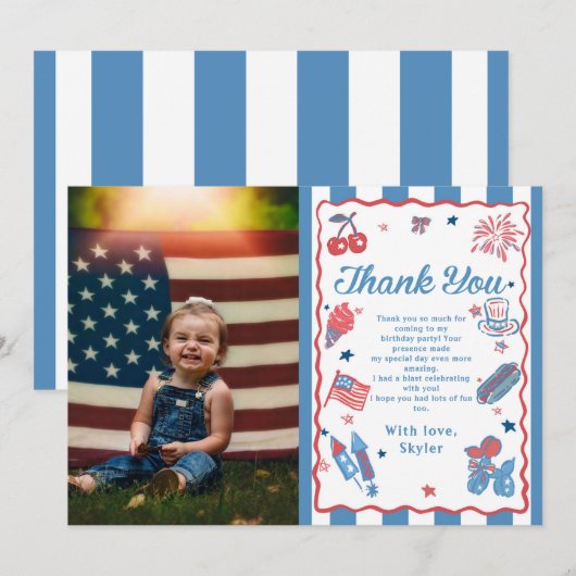 Little Firecracker 4. Juli Geburtstag Dankeskarte (Vorne/Hinten)