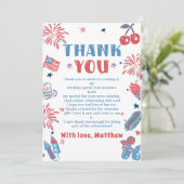 Little Firecracker 4. Juli Geburtstag Dankeskarte (Stehend Vorderseite)