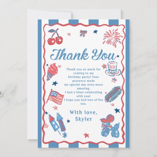 Little Firecracker 4. Juli Geburtstag Dankeskarte (Vorderseite)