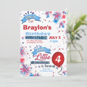 Little Firecracker 4. Juli Geburtstag Einladung (Stehend Vorderseite)