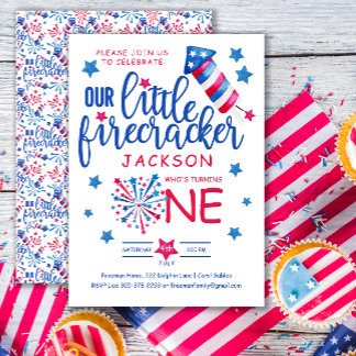Little Firecracker 4. Juli Sommer Geburtstag Einladung