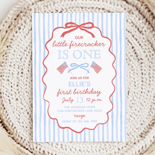 Little Firecracker 4th of July 1st Birthday Einladung