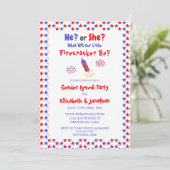 Little Firecracker American Gender Reveal Einladung (Stehend Vorderseite)