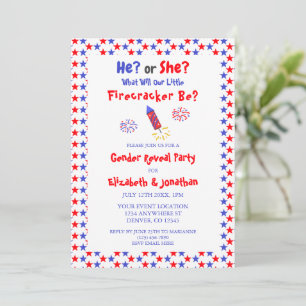 Little Firecracker American Gender Reveal Einladung