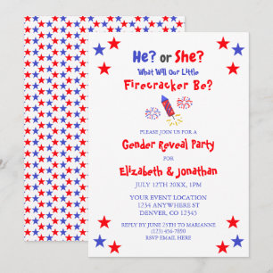 Little Firecracker American Gender Reveal Einladung