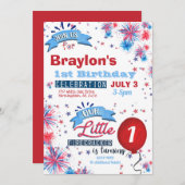 Little Firecracker Einladung zum 1. Geburtstag (Vorne/Hinten)