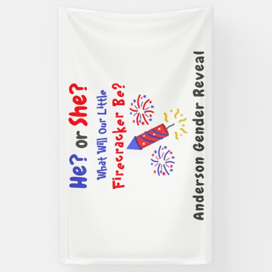 Little Firecracker Gender Reveal Banner (Vertikal)