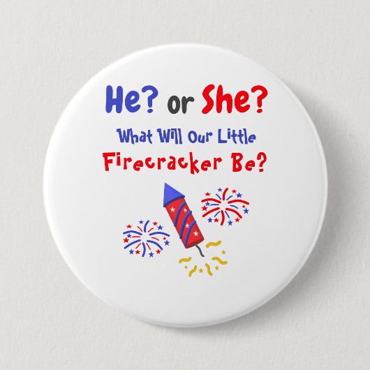 Little Firecracker Gender Reveal Button (Vorderseite)