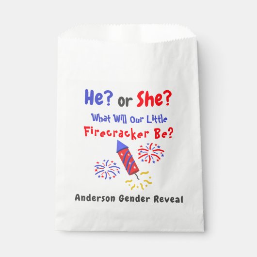 Little Firecracker Gender Reveal Geschenktütchen (Vorderseite)