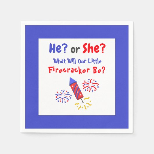 Little Firecracker Gender Reveal Napkins Serviette (Vorderseite)