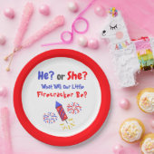 Little Firecracker Gender Reveal Paper Plate Pappteller (Party)