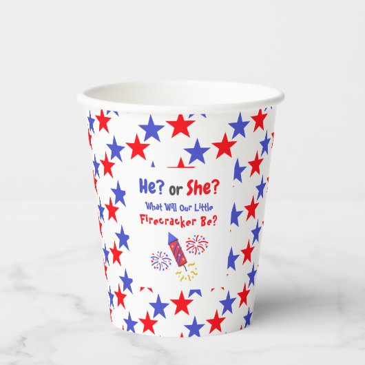 Little Firecracker Gender Reveal Pappbecher (Vorderseite)