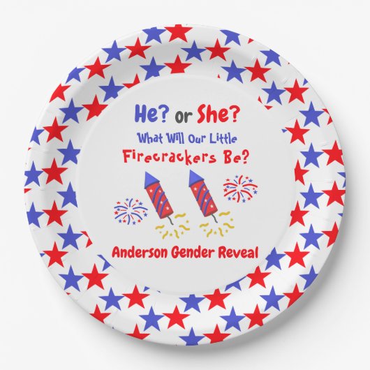 Little Firecracker Gender Reveal Pappteller (Vorderseite)