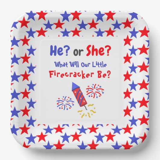 Little Firecracker Gender Reveal Pappteller (Vorderseite)