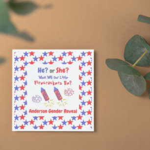 Little Firecracker Gender Reveal Serviette