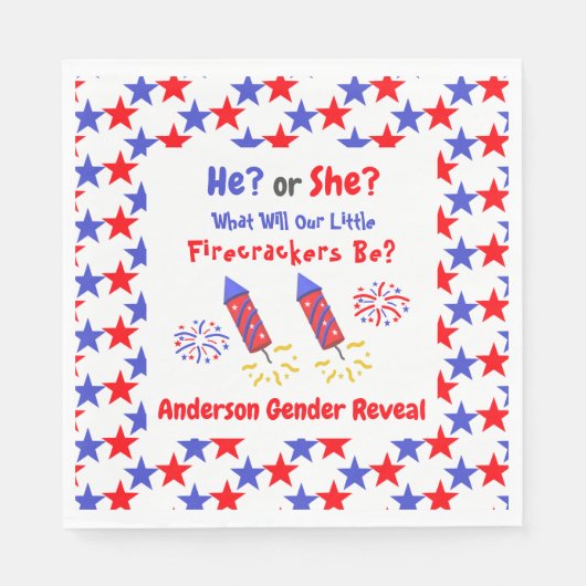 Little Firecracker Gender Reveal Serviette (Vorderseite)