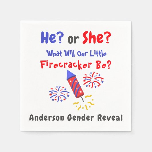 Little Firecracker Gender Reveal Serviette (Vorderseite)