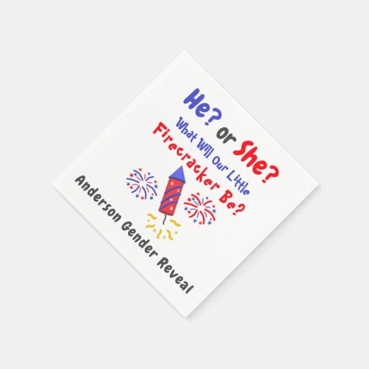 Little Firecracker Gender Reveal Serviette (Ecke)