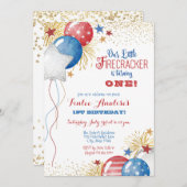 Little Firecracker Patriotic Juli Red White Blue Einladung (Vorne/Hinten)