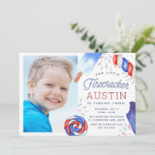 Little Firecracker | Popsiver Kindergeburtstag Fot Einladung (Stehend Vorderseite)