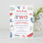 Little Firecracker Red White Blue 2. Geburtstag Einladung (Stehend Vorderseite)