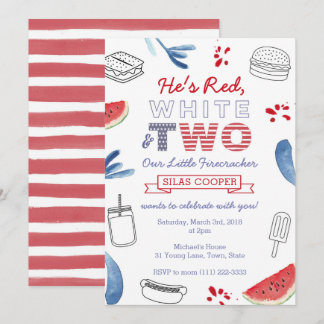Little Firecracker Red White Blue 2. Geburtstag Einladung