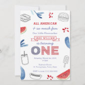 Little Firecracker Red White Blue Erster Geburtsta Einladung (Vorderseite)