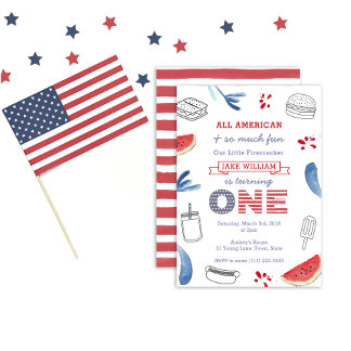 Little Firecracker Red White Blue Erster Geburtsta Einladung