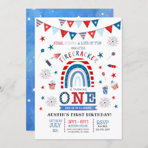 Little Firecracker Red White & Blue Geburtstag Einladung