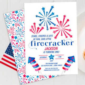 Little Firecracker Red White Blue Geburtstagsparty Einladung