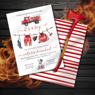 LIttle Firefighter Baby Shower Clothesline Einladung