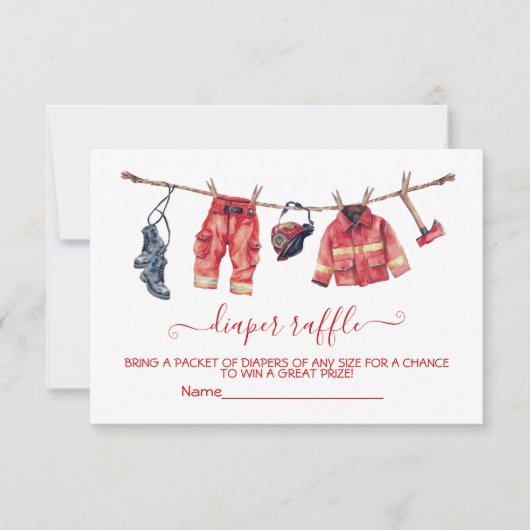 LIttle Firefighter Baby Shower Clothesline Einladung (Vorderseite)