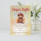 Little Firefighter Bear Baby Shower Diaper Raffle  (Stehend Vorderseite)