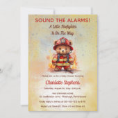 Little Firefighter Teddy Bear Baby Shower Einladung (Vorderseite)