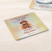 Little Firefighter Teddy Bear Baby Shower  Rechteckiger Pappuntersetzer (angewinkelt)