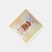 Little Firefighter Teddy Bear Baby Shower  Serviette (Ecke)
